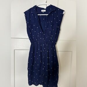 Chic Navy Blue Button-Up Midi Dress